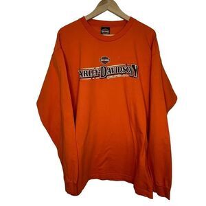 HARLEY-DAVIDSON Motorcycles Faribault MN Orange Long Sleeve Tshirt Size XL
